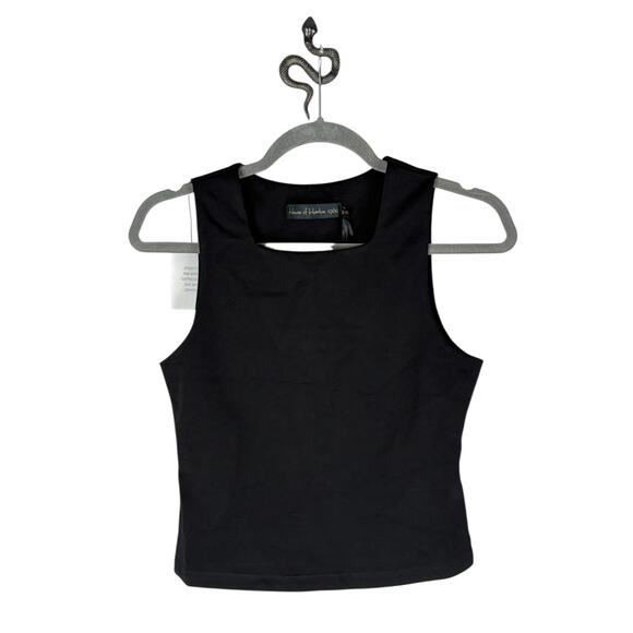 House of Harlow 1960 x REVOLVE Beda Cropped Top Square Neck Minimalist Black SM - Picture 3 of 9